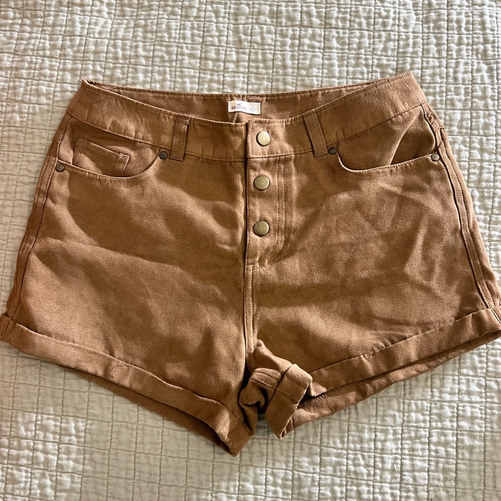 Hollister brown polyester, high waisted shorts - size 1